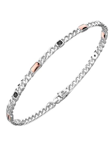 Zancan Bracelet - 925% Silver - Nr.5 Black Diamonds 0.14 ct - ESB467R