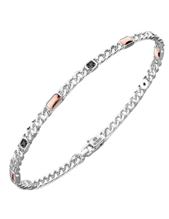 Zancan Bracelet - 925% Silver - Nr.5 Black Diamonds 0.14 ct - ESB467R
