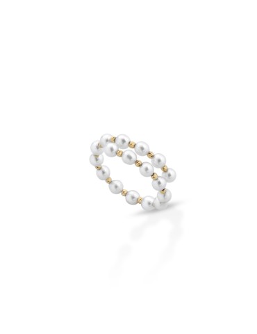 Lelune - Aurora Ring in 3 - 3.5 mm Freshwater Cultured Pearls and 18K Yellow Gold Elements - 0