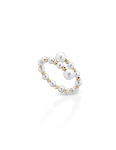 Lelune - Aurora Ring in 3 - 3.5 mm Freshwater Cultured Pearls and 18K Yellow Gold Elements - 0