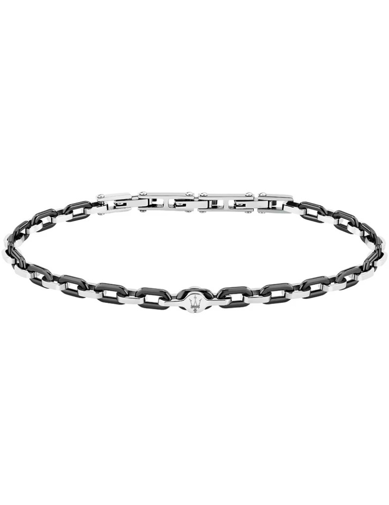 Maserati Bracelet - Chain - Steel - Black Oval Links - JM226ATZ77
