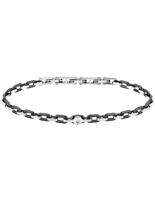 Bracciale Maserati - Catena - Acciaio - Maglie Ovali Nere - JM226ATZ77