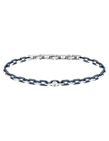 Bracciale Maserati - Catena - Acciaio - Maglie Ovali Blu - JM226ATZ78