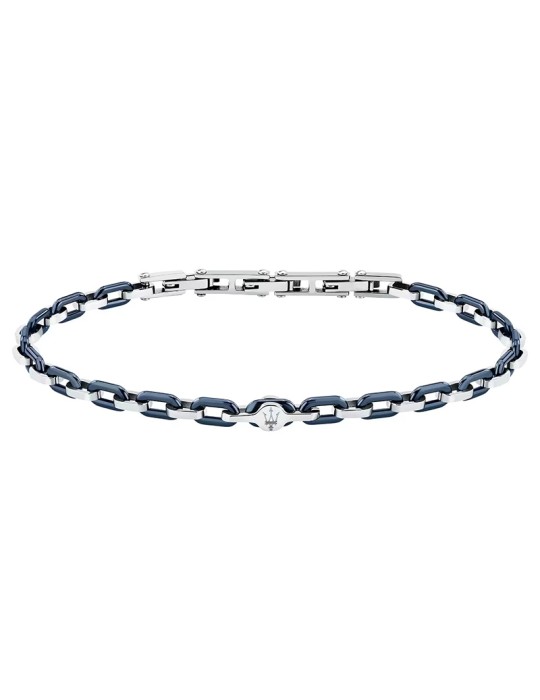 Bracciale Maserati - Catena - Acciaio - Maglie Ovali Blu - JM226ATZ78