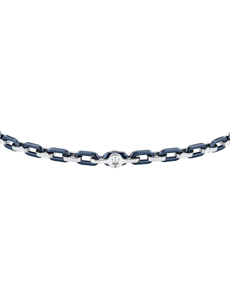 Bracciale Maserati - Catena - Acciaio - Maglie Ovali Blu - JM226ATZ78