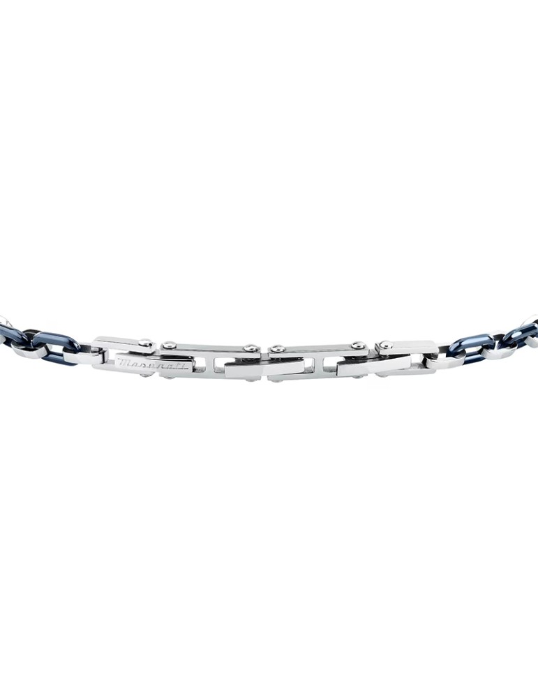 Bracciale Maserati - Catena - Acciaio - Maglie Ovali Blu - JM226ATZ78