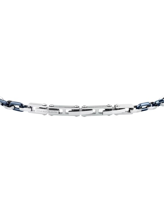 Bracciale Maserati - Catena - Acciaio - Maglie Ovali Blu - JM226ATZ78