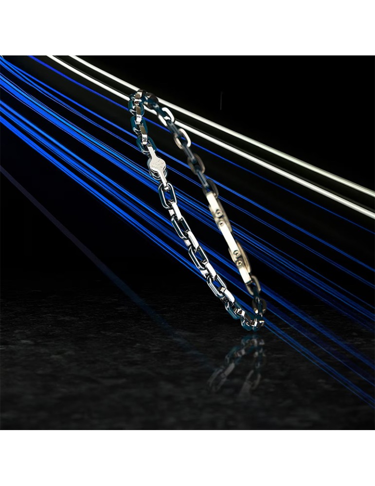 Bracciale Maserati - Catena - Acciaio - Maglie Ovali Blu - JM226ATZ78