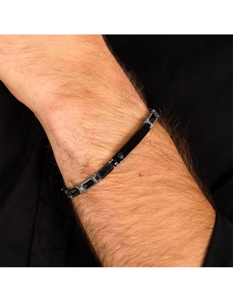 Bracciale Maserati - Acciaio - Elementi - Ceramica Nera - JM226ATZ79