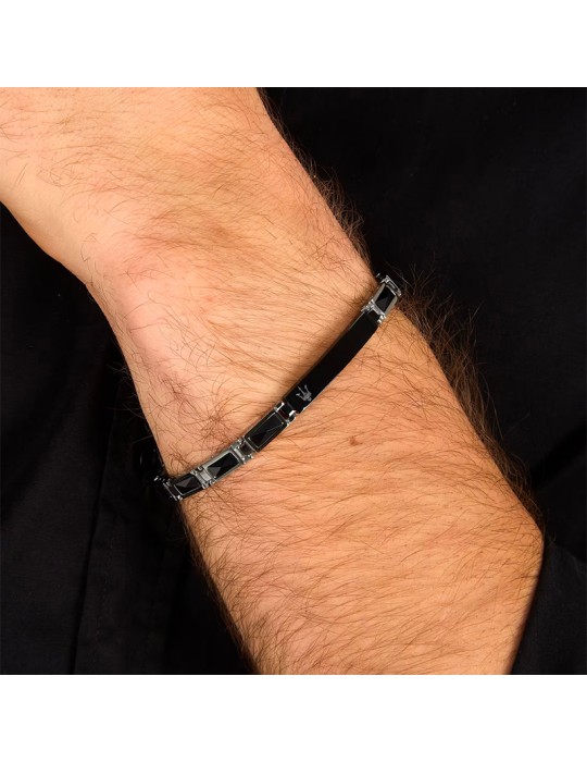 Bracciale Maserati - Acciaio - Elementi - Ceramica Nera - JM226ATZ79