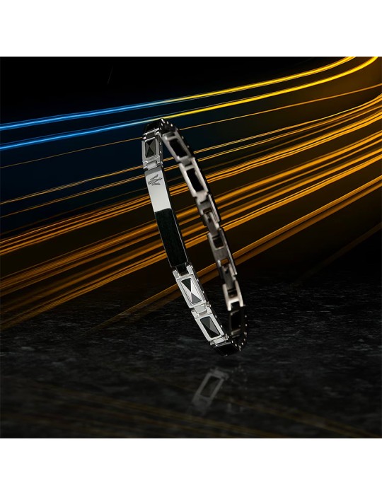 Bracciale Maserati - Acciaio - Elementi - Ceramica Nera - JM226ATZ79