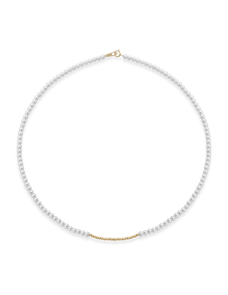 Lelune - Aurora Choker in 33.5 mm Freshwater Cultured Pearls and 18K Yellow Gold Elements - 0