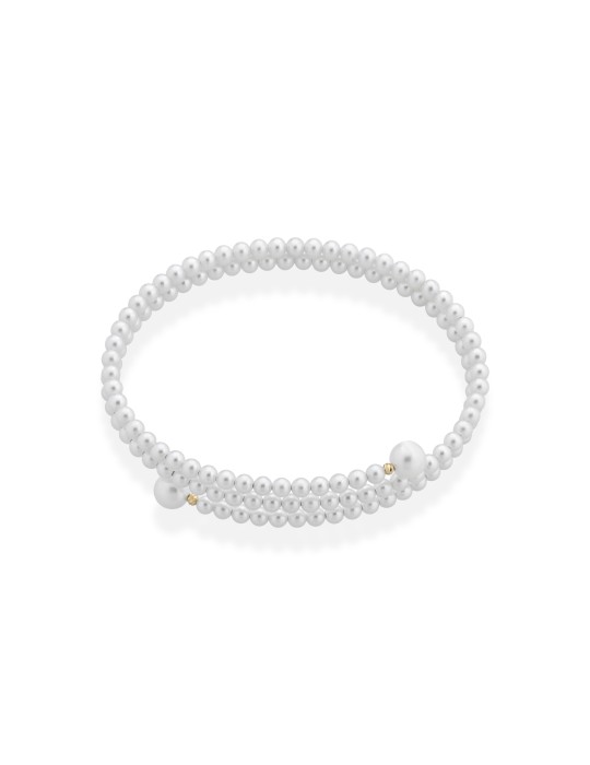 Lelune - Aurora Bracelet in 3 - 3.5 mm Freshwater Cultured Pearls and 18K Yellow Gold Elements - 0