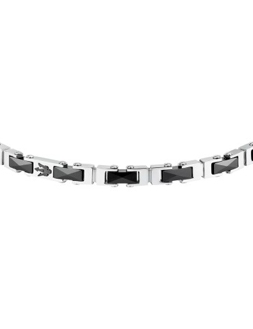 Maserati bracelet - 316L steel - Silver links - Black inserts - JM226ATZ81 2