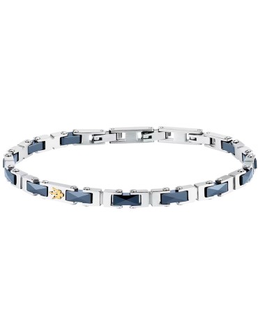 Bracciale Maserati - Acciaio 316L-Maglie Silver-Inserti Blu-JM226ATZ82