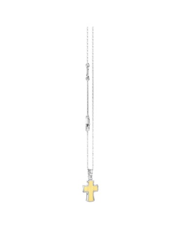 Collana Zancan - a Catena-Argento 925%-Croce in Oro 18 Carati-ESC271G