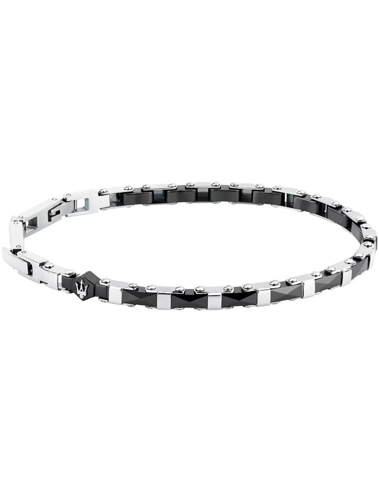 Bracciale Maserati -a Catena - Acciaio 316L - Inserti Neri -JM226ATZ83