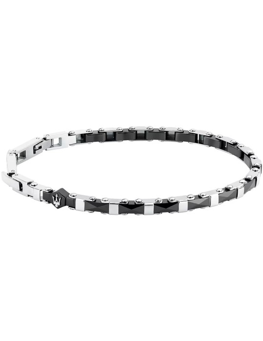 Bracciale Maserati -a Catena - Acciaio 316L - Inserti Neri -JM226ATZ83