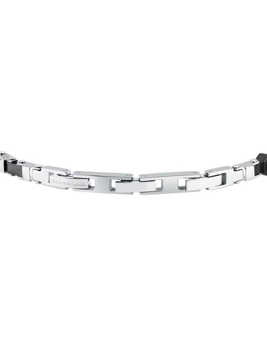 Bracciale Maserati -a Catena - Acciaio 316L - Inserti Neri -JM226ATZ83