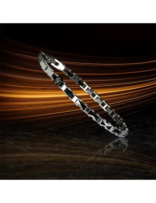 Bracciale Maserati -a Catena - Acciaio 316L - Inserti Neri -JM226ATZ83