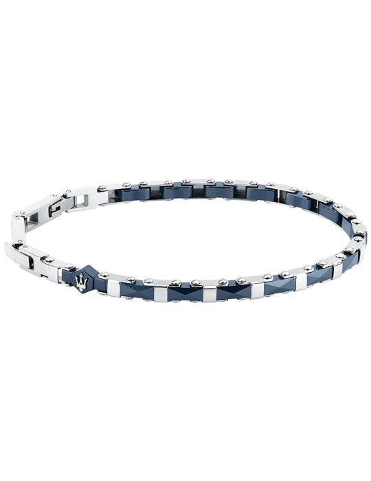 Maserati Bracelet - Chain - 316L Steel - Blue Inserts - JM226ATZ84
