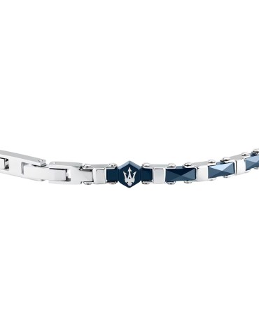 Maserati Bracelet - Chain - 316L Steel - Blue Inserts - JM226ATZ84 2