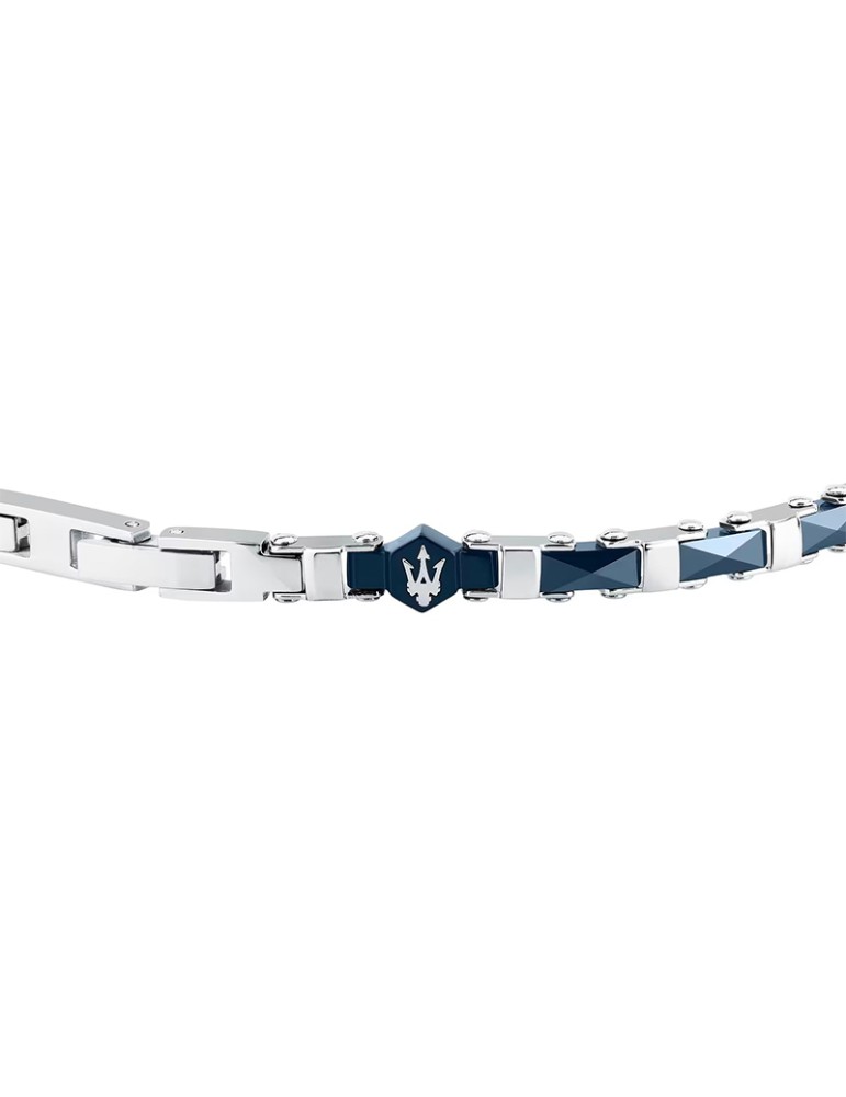 Maserati Bracelet - Chain - 316L Steel - Blue Inserts - JM226ATZ84