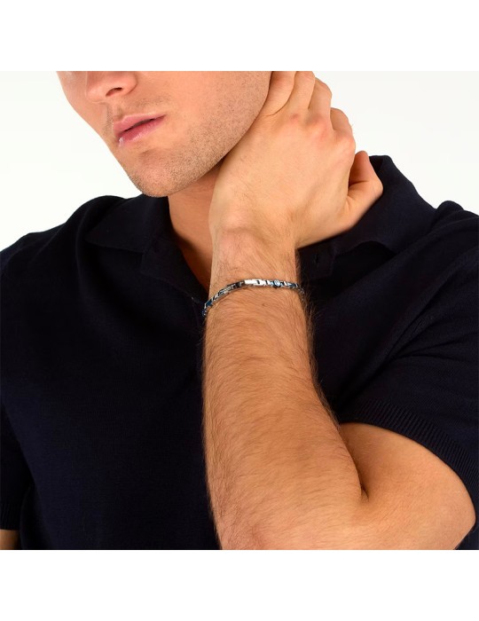 Bracciale Maserati - a Catena - Acciaio 316L - Inserti Blu -JM226ATZ84