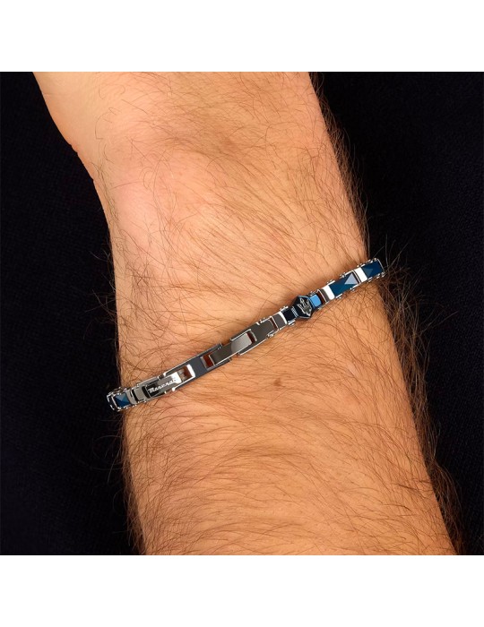 Bracciale Maserati - a Catena - Acciaio 316L - Inserti Blu -JM226ATZ84