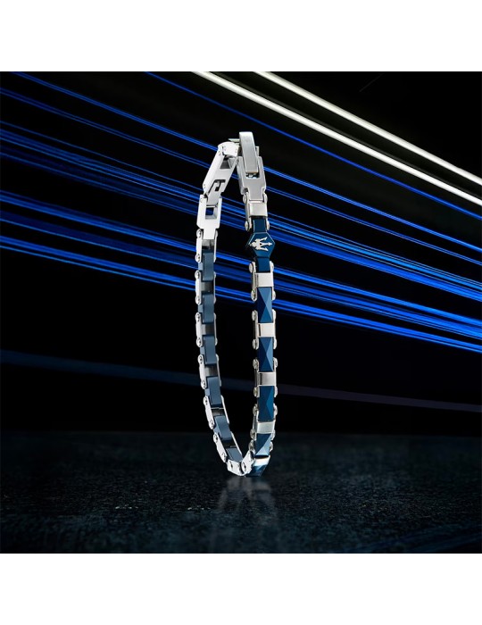 Bracciale Maserati - a Catena - Acciaio 316L - Inserti Blu -JM226ATZ84