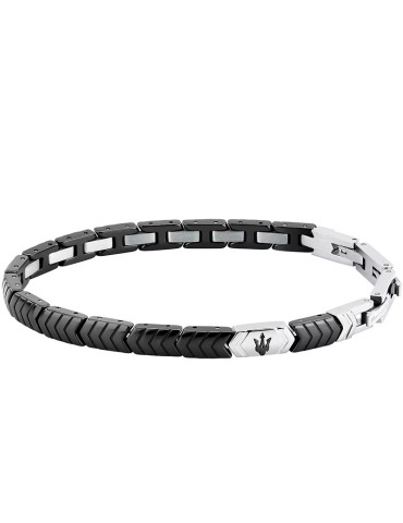 Bracciale Maserati - Acciaio 316L con Fila di Maglie Nere - JM226ATZ86
