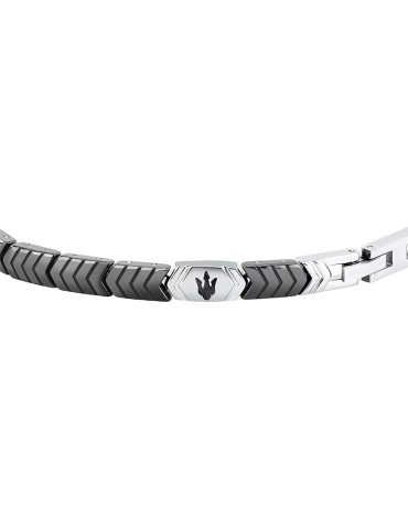 Bracciale Maserati - Acciaio 316L con Fila di Maglie Nere - JM226ATZ86 2