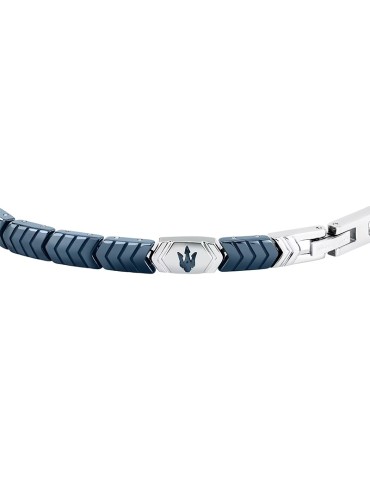 Maserati Bracelet - Ceramic - 316L Steel - Row of Blue Meshes - JM226ATZ87 2