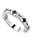 Zancan Ring - Insignia 925 in 925% Silver with Black Spinels - Size 21 - 0