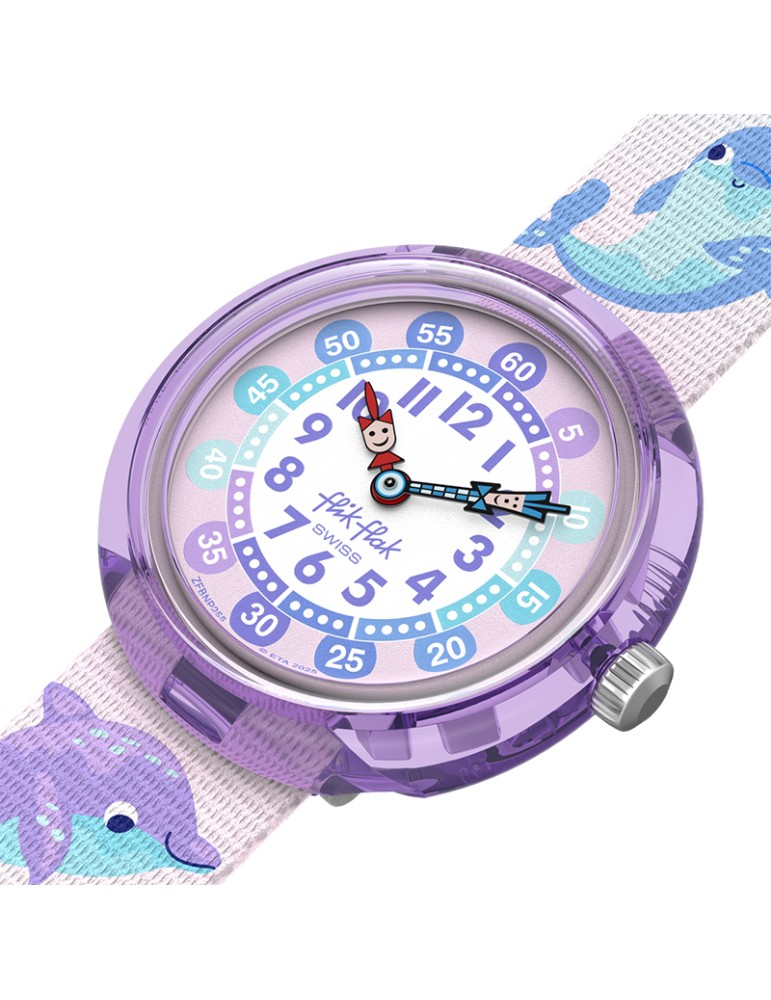 Orologio Flik Flak - Happy Dolphins - 32mm -Viola - Delfini-ZFBNP255