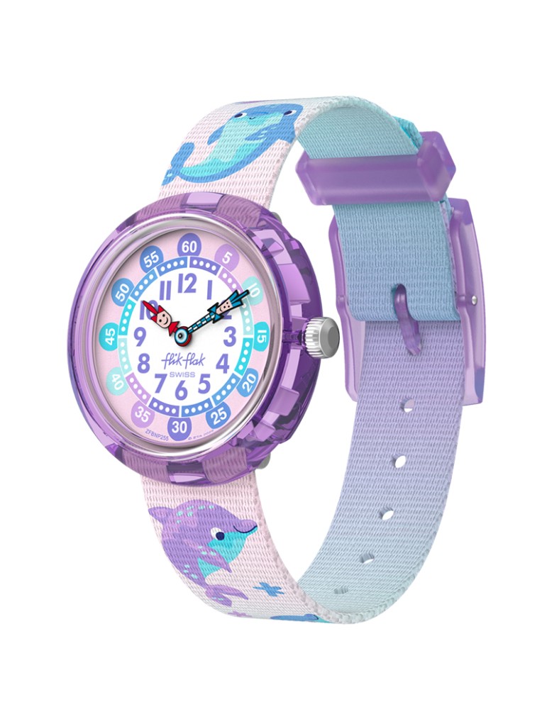 Orologio Flik Flak - Happy Dolphins - 32mm -Viola - Delfini-ZFBNP255