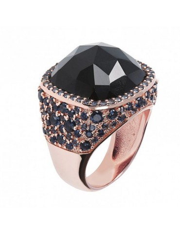 Anello Bronzallure - Preziosa - Onice Nero e Micro Pavè -WSBZ00589BOBN