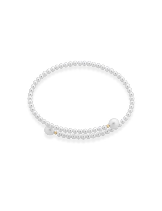 Bracciale Lelune - Aurora in Perle Coltivate d'Acqua Dolce 3 - 3,5 mm ed Elementi in Oro Giallo 18 Carati - 0