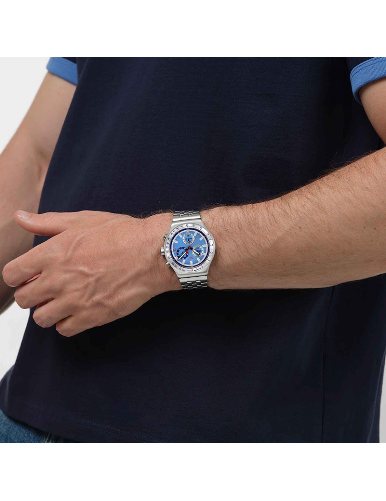Swatch watch - Midday in The Mirror - Silver - 43mm-Azure-YVS541G