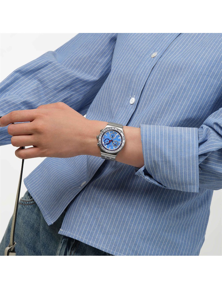 Swatch watch - Midday in The Mirror - Silver - 43mm-Azure-YVS541G