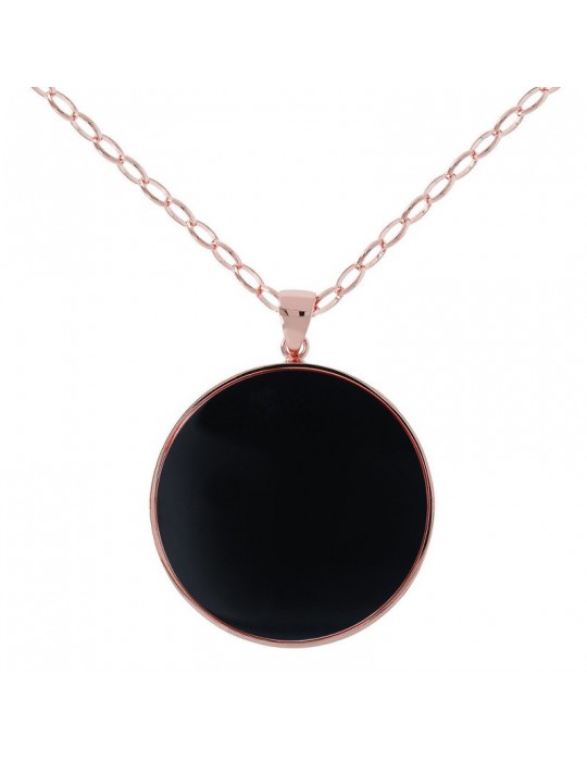 Collana Bronzallure - Alba - Pendente Disco Maxi Onice Nero-WSBZ00708B