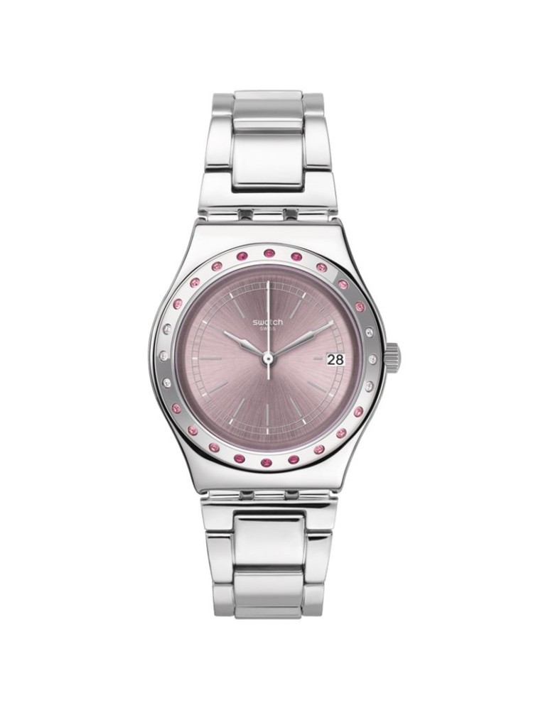 Swatch Watch - Silver - 33mm - Pink with Crystals - YLS455GC