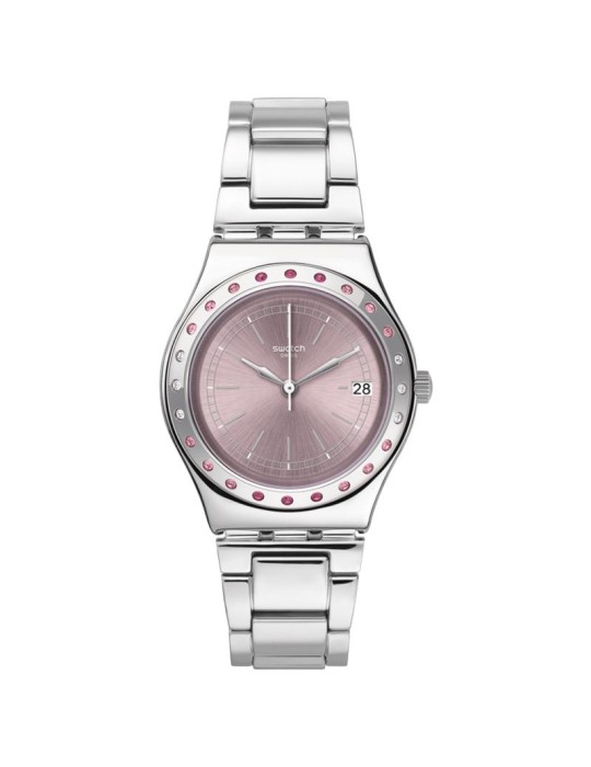 Swatch Watch - Silver - 33mm - Pink with Crystals - YLS455GC