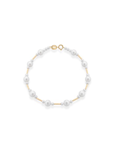 Lelune - Aurora Bracelet in 3 - 3.5 mm Freshwater Cultured Pearls and 18K Yellow Gold Elements - 0