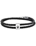 Bracciale Maserati - Leather - Doppio Cordino - Pelle Nera -JM226AVE44