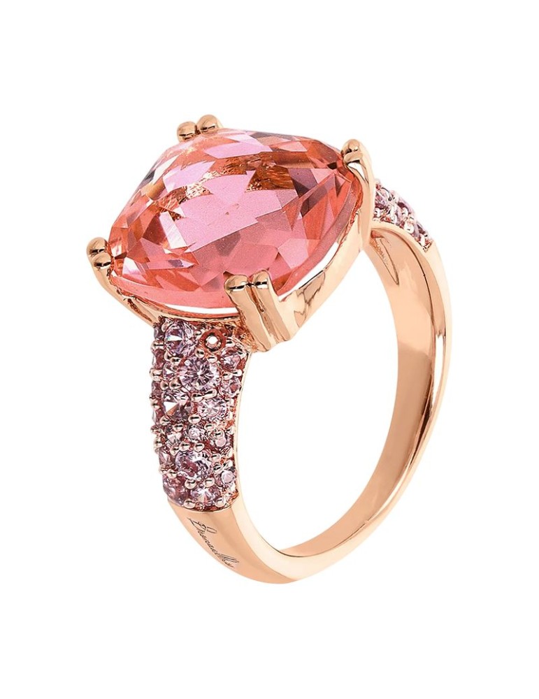 Bronzallure Ring - Prisma Gem Salmon Pink-Size 16-WSBZ02179.MO-16