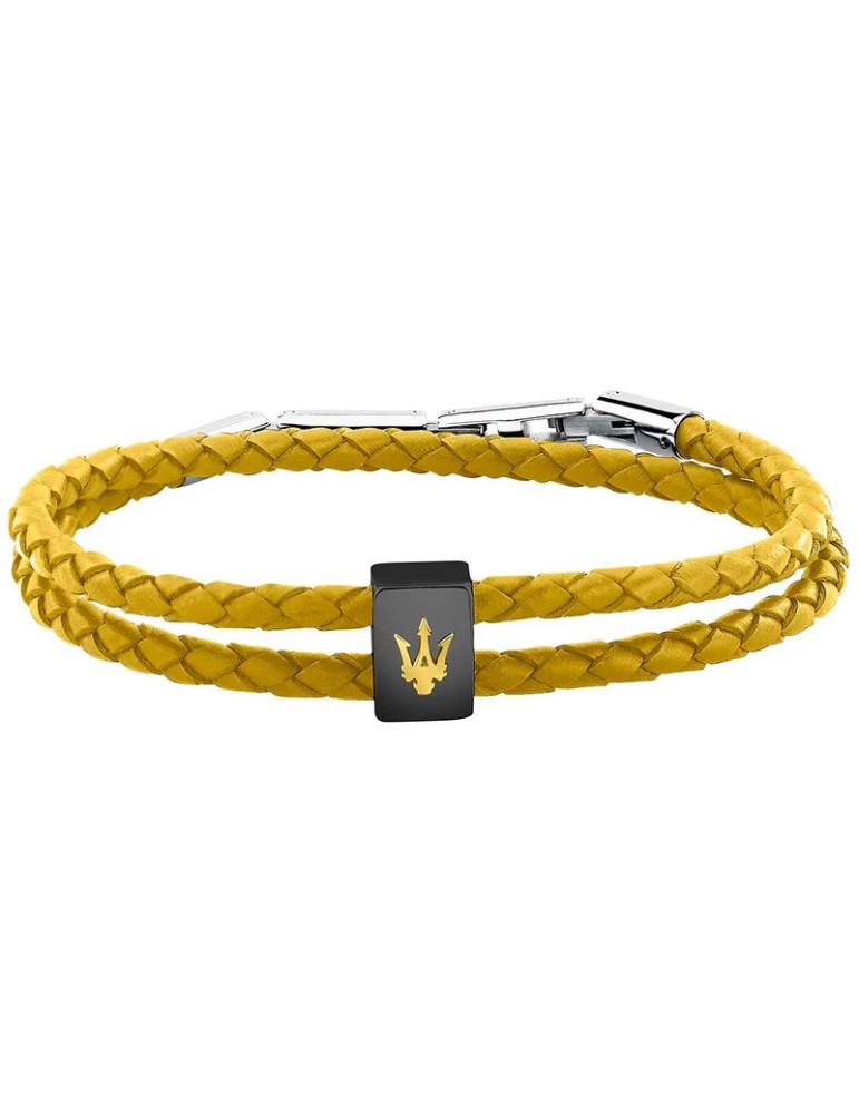 Bracciale Maserati - Leather - Doppio Cordino -Pelle Gialla-JM226AVE45