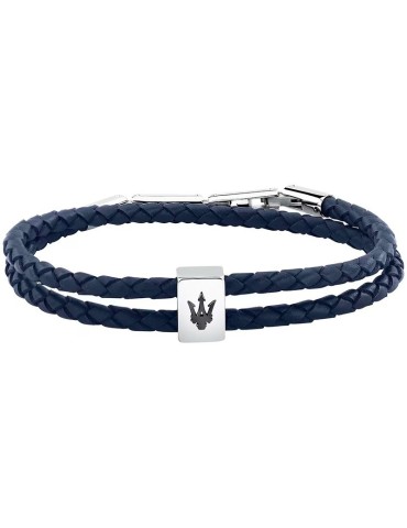 Bracciale Maserati - Leather - Doppio Cordino - Pelle Blu - JM226AVE46