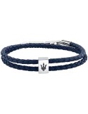 Bracciale Maserati - Leather - Doppio Cordino - Pelle Blu - JM226AVE46