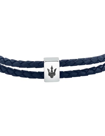 Maserati Bracelet - Leather - Double Cord - Blue Leather - JM226AVE46 2
